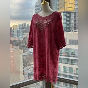 🆕 FARM Rio 🧿 NWOT Rose Crochet Tunic Dress, Sz L
